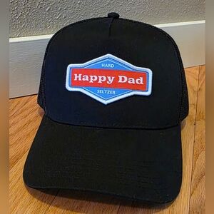 Happy Dad Hard Seltzer Black Mesh Back Trucker Hat Snap Closure NEW